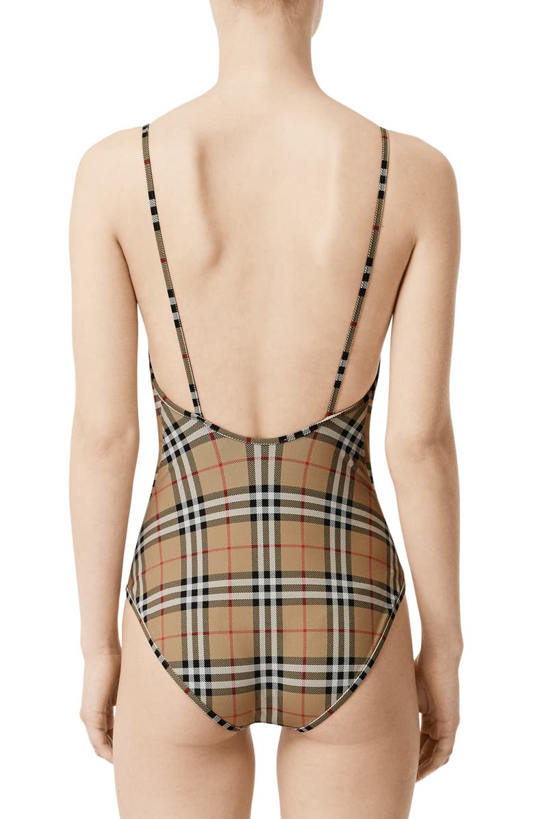 Burberry Check One-Piece Swimsuit, Alternate, color,
