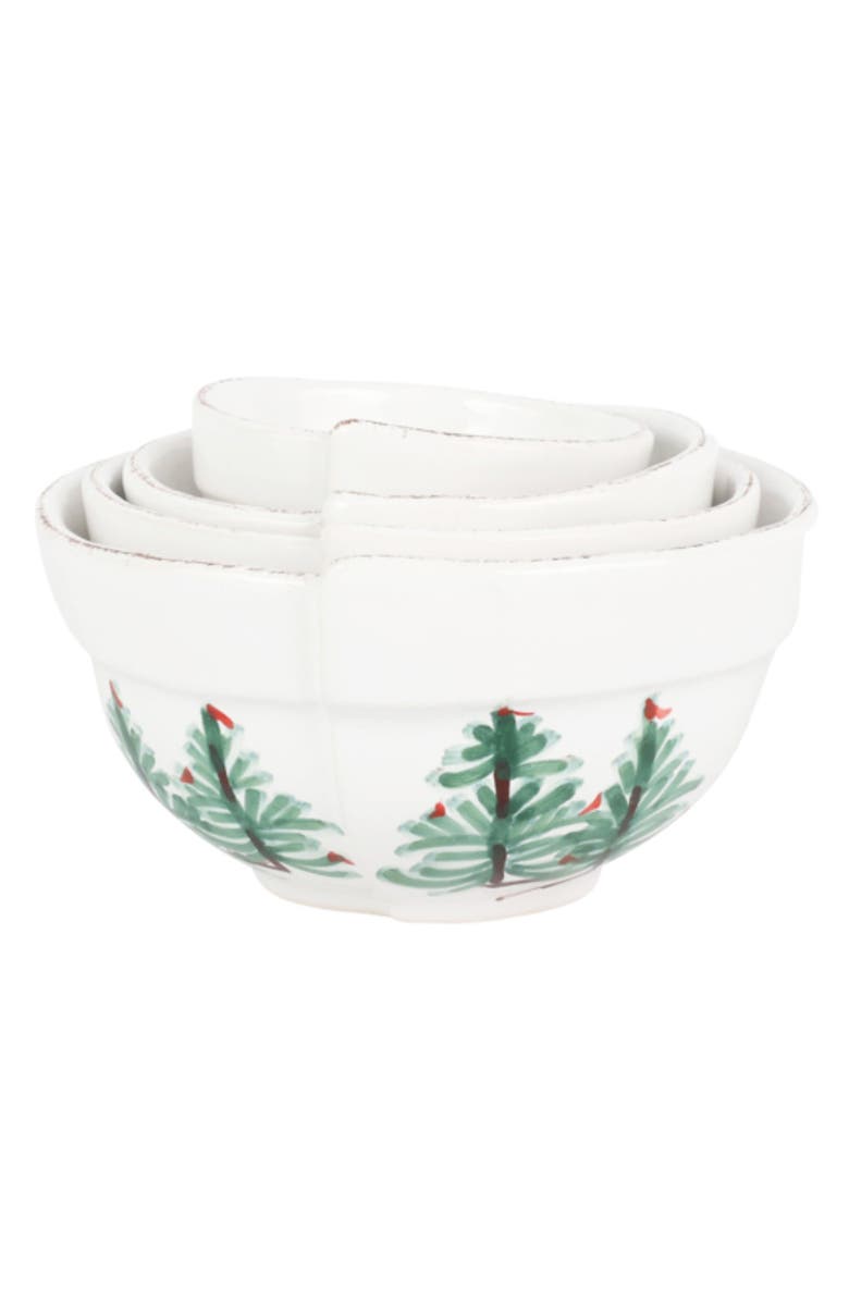 VIETRI Lastra Holiday Set of 4 Assorted Prepping Bowls, Alternate, color, Green