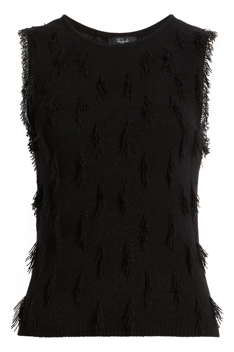 Vidana Fringe Texture Sweater Vest, Alternate, color, BLACK