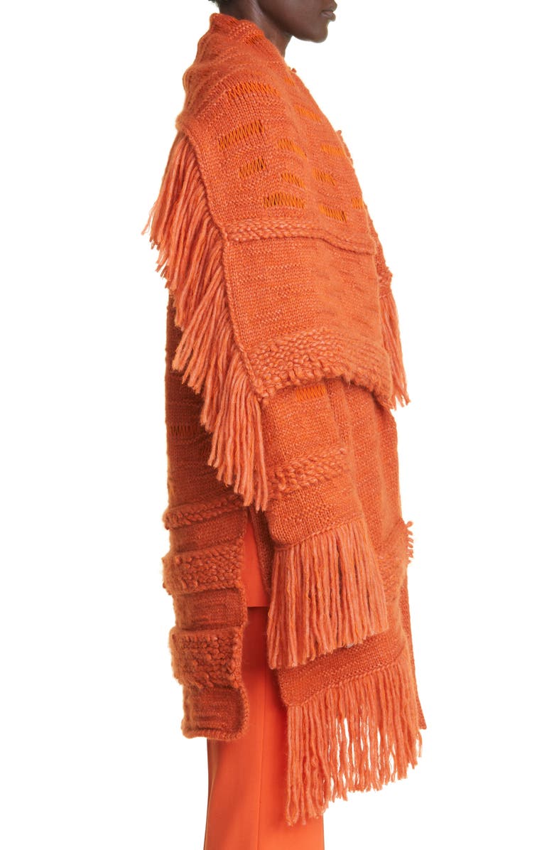 Stella McCartney Fringe Trim Alpaca & Wool Blend Coat, Alternate, color,