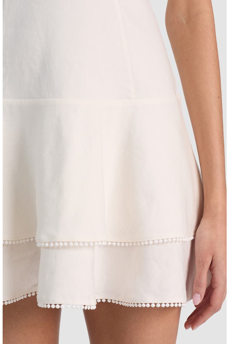 Miriam Picot Trim Linen Blend Minidress, Alternate, color, OFF WHITE