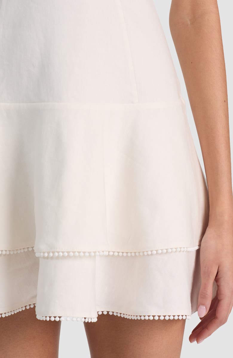 Alice + Olivia Miriam Picot Trim Linen Blend Minidress, Alternate, color, 