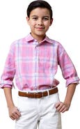 Hope & Henry Boys' Long Sleeve Linen Button Down Shirt, Kids