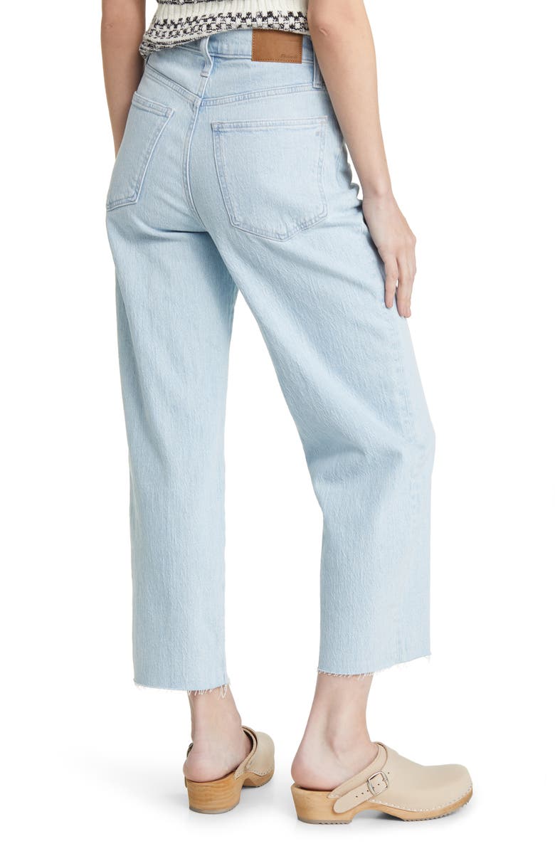 Madewell The Perfect High Waist Raw Hem Wide Leg Crop Jeans, Alternate, color, 