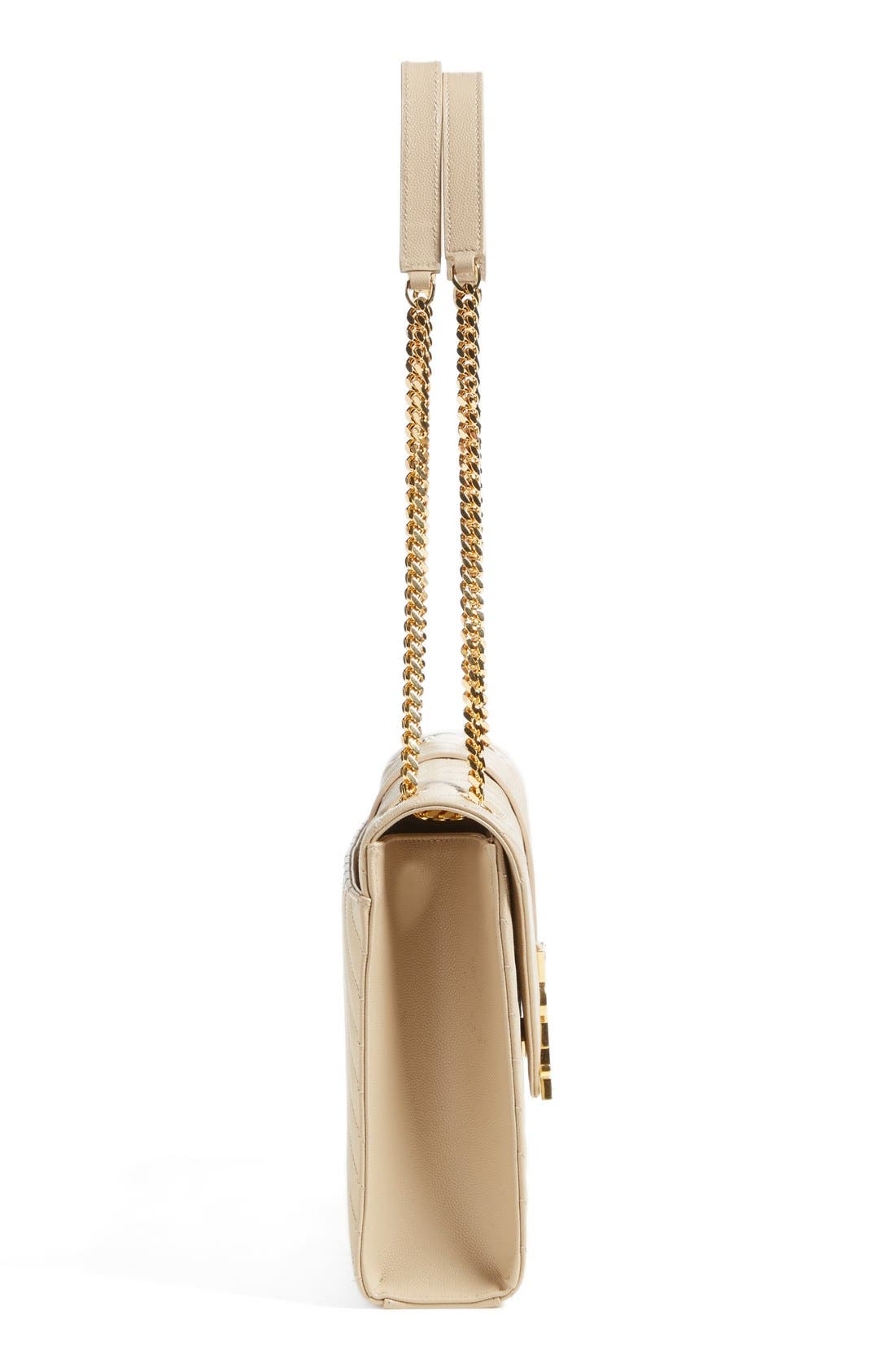 Saint Laurent 'Large Monogram' Grained Leather Shoulder Bag, Alternate, color, 