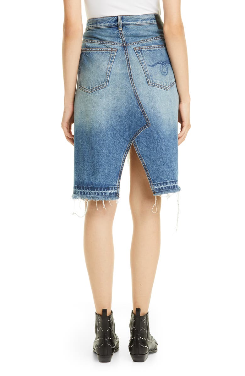 R13 Norbury Ripped Crossover Denim Skirt, Alternate, color, 