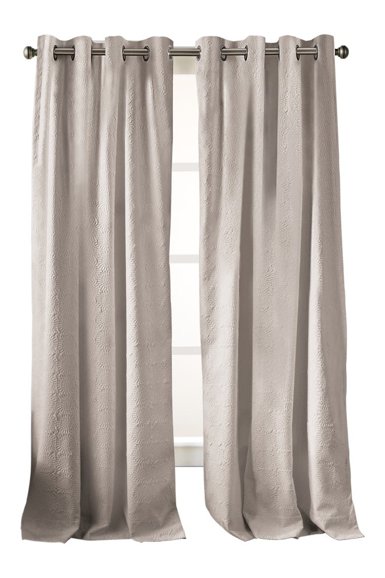 Chrysanthemum Floral Grommet Curtains, Main, color, TAUPE