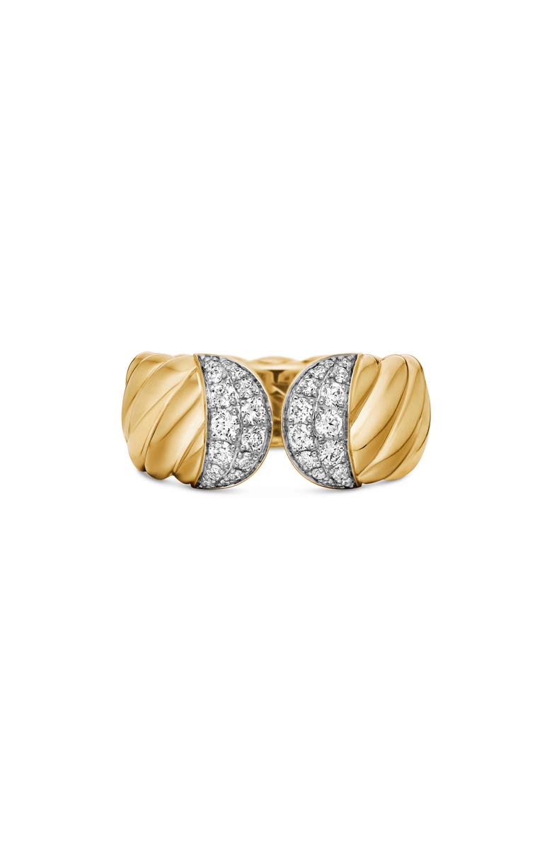 David Yurman Sculpted Cable Ring, Main, color, Diamond/ Yellow Gold