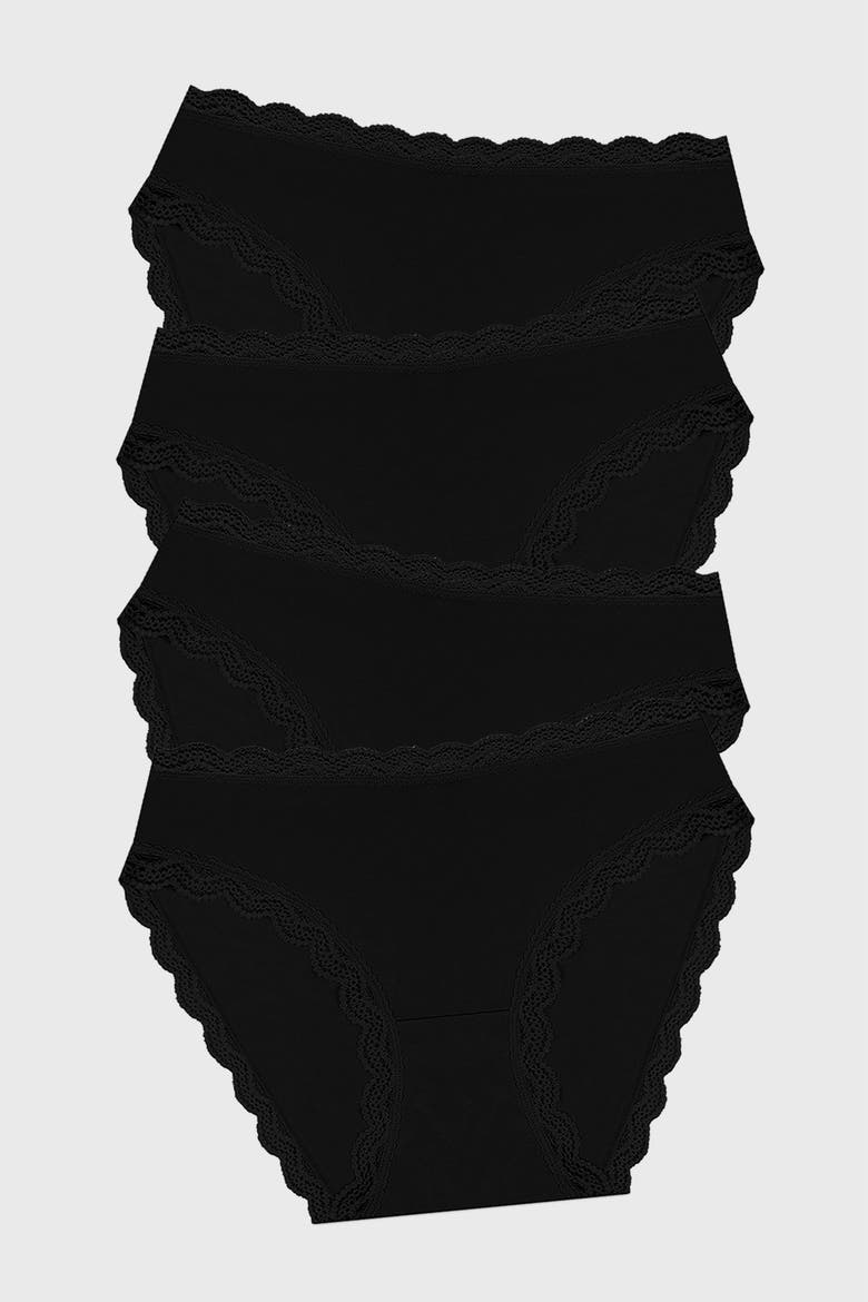 Mid Rise Knicker Four Pack, Main, color, Black