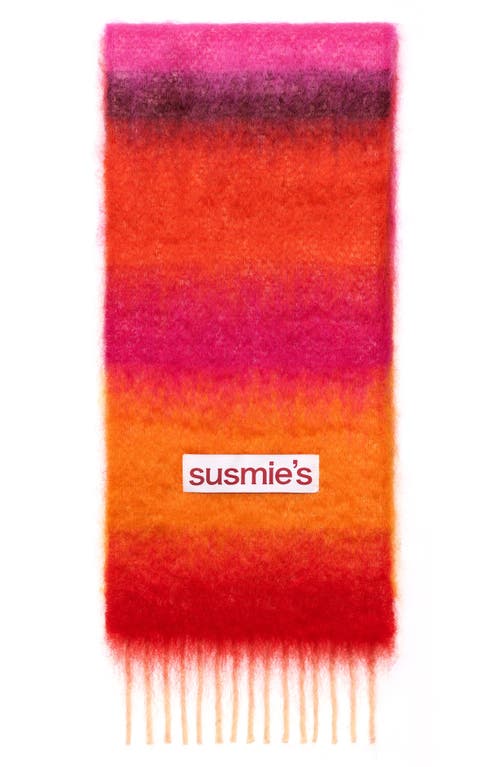 Susmie's Wool & Mohair Fringe Scarf In Multi