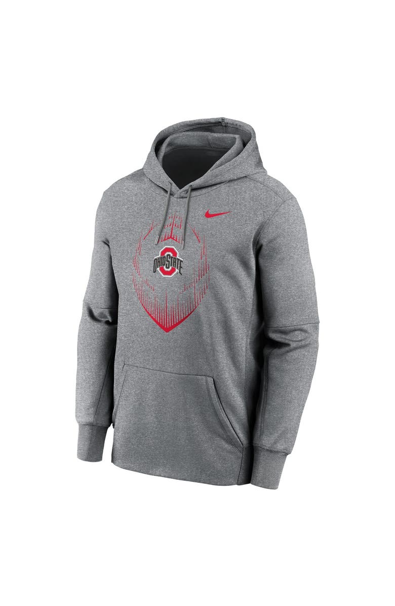 Nike Men's Nike Heather Gray Ohio State Buckeyes Icon Football Performance Pullover Hoodie, Alternate, color, Heather Gray