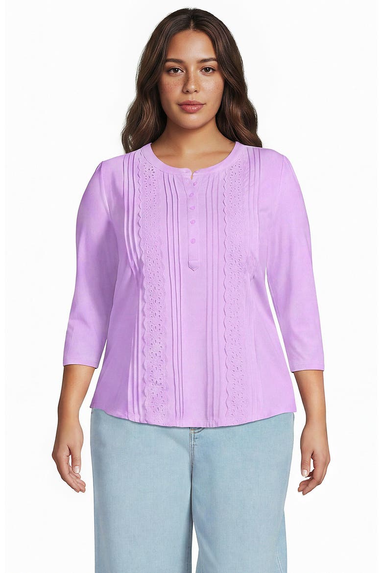 Plus Size 3/4 Sleeve Lightweight Jersey Embellished Top, Main, color, Pale Orchid