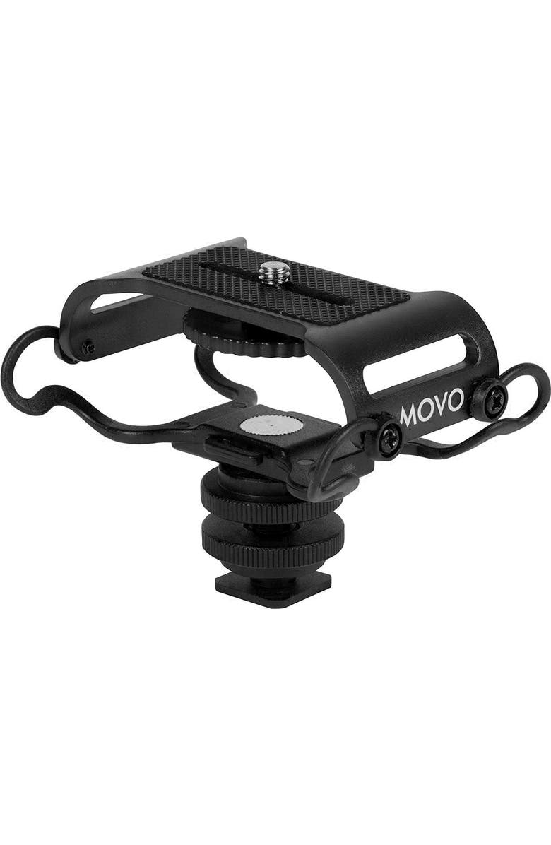 MOVO SMM5-B Universal Microphone and Portable Recorder Shock Mount - Fits The Zoom H4n, H5, H6, Tascam DR-40, DR-05, DR-07 with 1/4 Mounting Screw, Main, color, Black