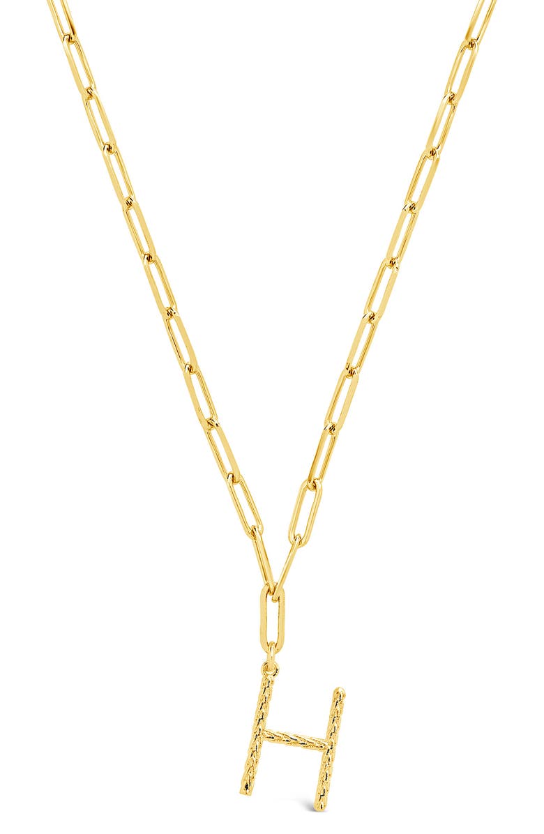 Sterling Forever Rhodium Plated Braided Initial Pendant Necklace, Alternate, color, Gold-H