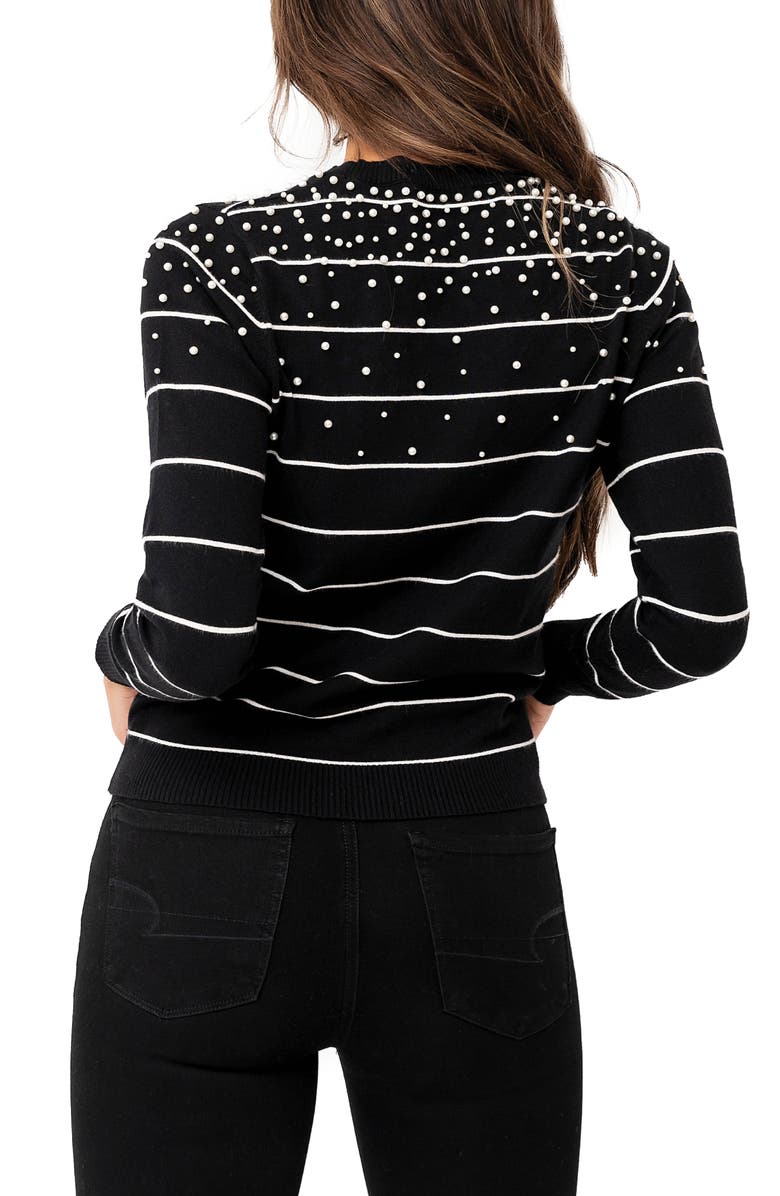 GIBSONLOOK Frosted Stripe Sweater, Alternate, color, Blk/Ivory Stripe