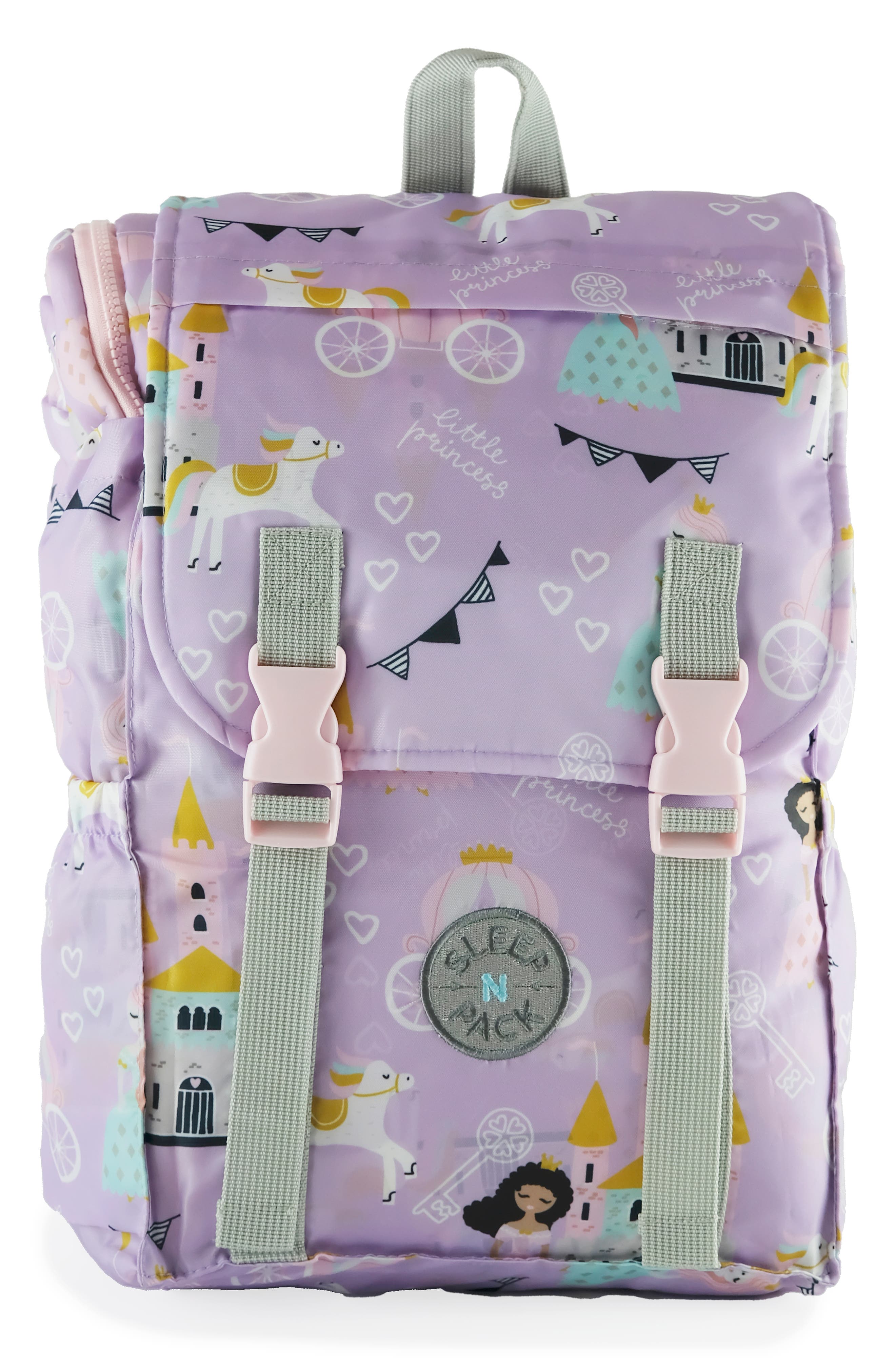 Kids' Sleep-N-Pack Princesses Sleeping Bag Backpack, Main, color, MULTI