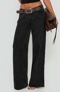 Princess Polly Picco Ultra Low Rise Wide Leg Jeans