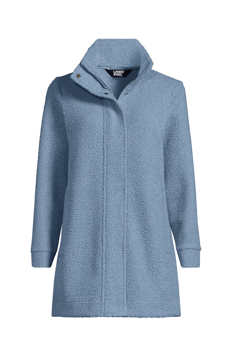 Lands' End Boucle Fleece Coat, Alternate, color, Pale Slate Blue