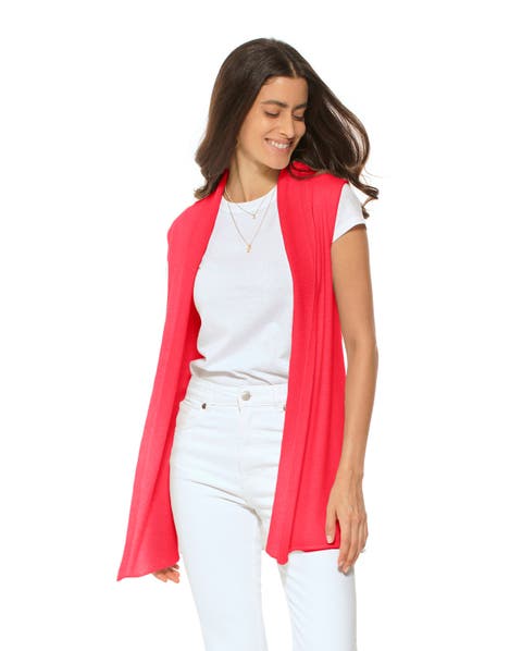 Pure Cashmere Sleeveless Long Open Front Cardigan