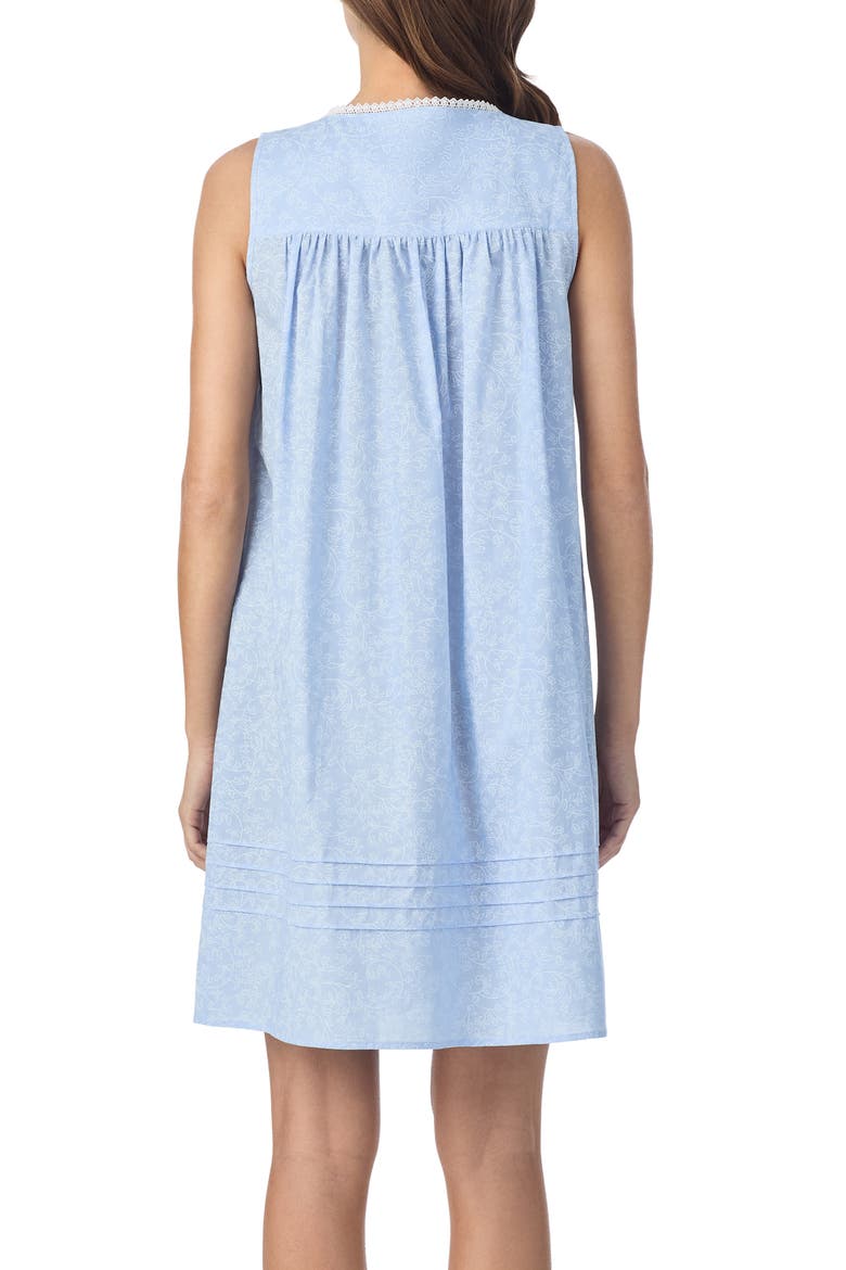 Sleeveless Short Cotton Lawn Nightgown, Alternate, color, BLUE/ WHITE
