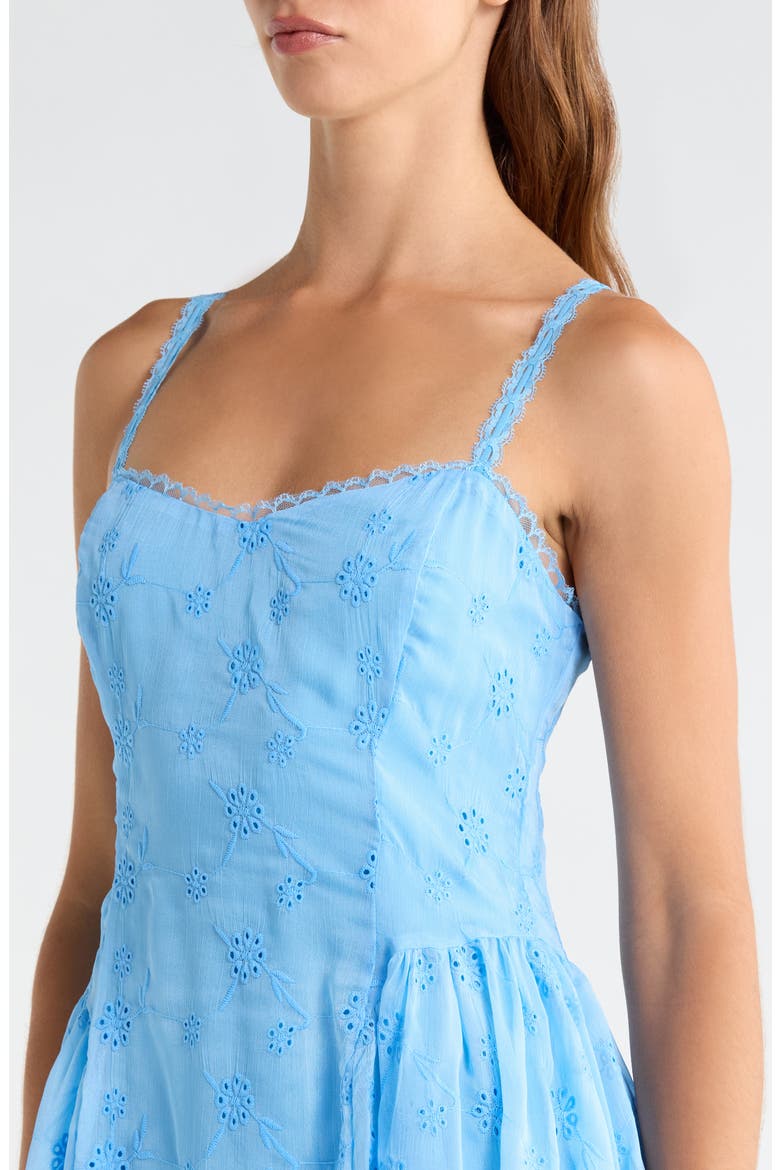 Eyelet Lace Fit & Flare Party Dress, Alternate, color, CORNFLOWER BLUE