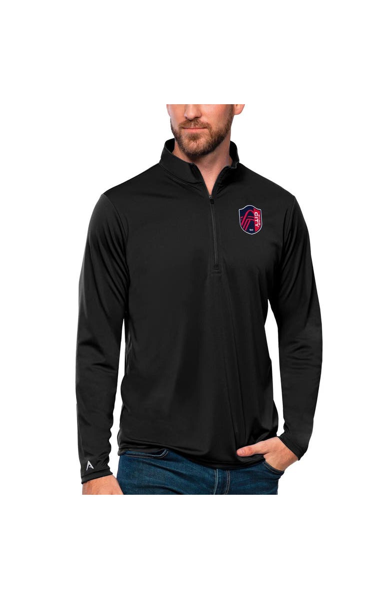 ANTIGUA Men's Antigua Black St. Louis City SC Tribute Quarter-Zip Pullover Top, Main, color,