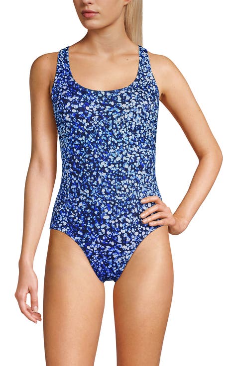 Chlorine Resistant Scoop Neck X-Back High Leg Soft Cup Tugless Sporty One Piece Swimsuit