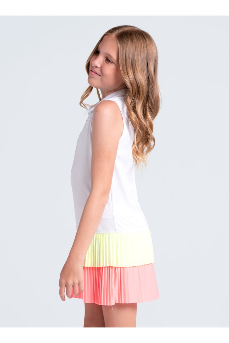 Girls Match Pleat Polo Dress, Alternate, color, White
