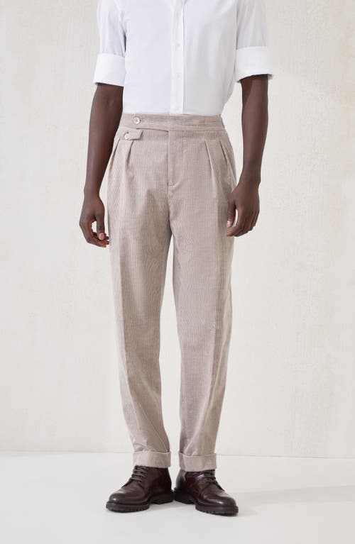 Brunello Cucinelli Trousers With Double Pleats And Tabs In Neutral