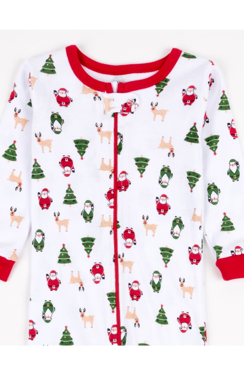 Leveret Kids Cotton Footed Printed Pajamas, Animal, Holiday & Fun Prints, Alternate, color, Christmas Icons