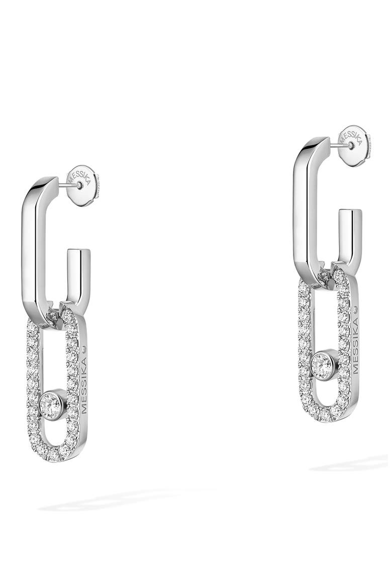 Move Link Diamond Drop Earrings, Alternate, color, WHITE GOLD