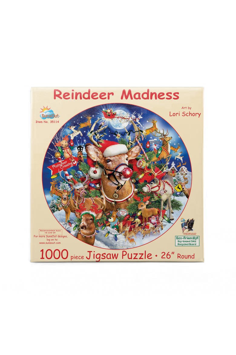Reindeer Madness 1000 piece Jigsaw Puzzle for Adults Round, Alternate, color, Multicolor