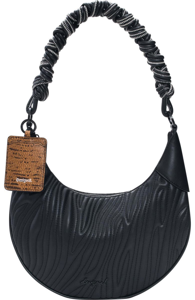 Desigual Wavy Stitch Faux Leather Shoulder Bag, Main, color,