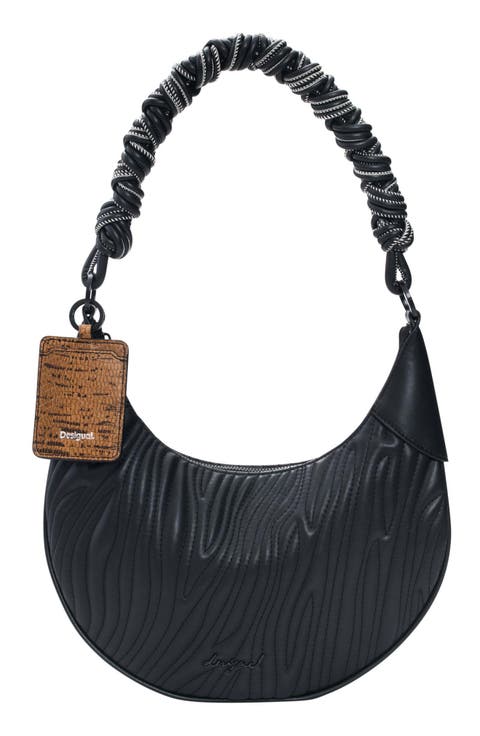 Wavy Stitch Faux Leather Shoulder Bag