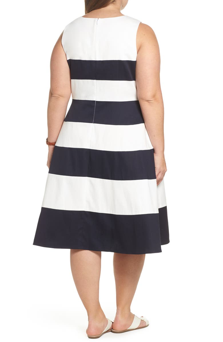 1901 Stripe Fit & Flare Dress, Alternate, color, Navy- White Stripe