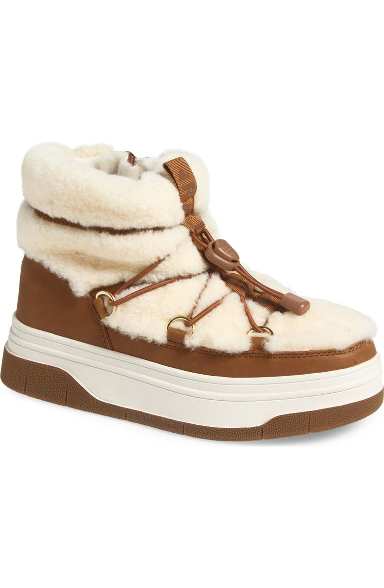 Pajar Janie Waterproof Faux Shearling Platform Bootie, Main, color, Tan
