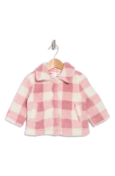 Gingham Faux Shearling Shacket (Baby)