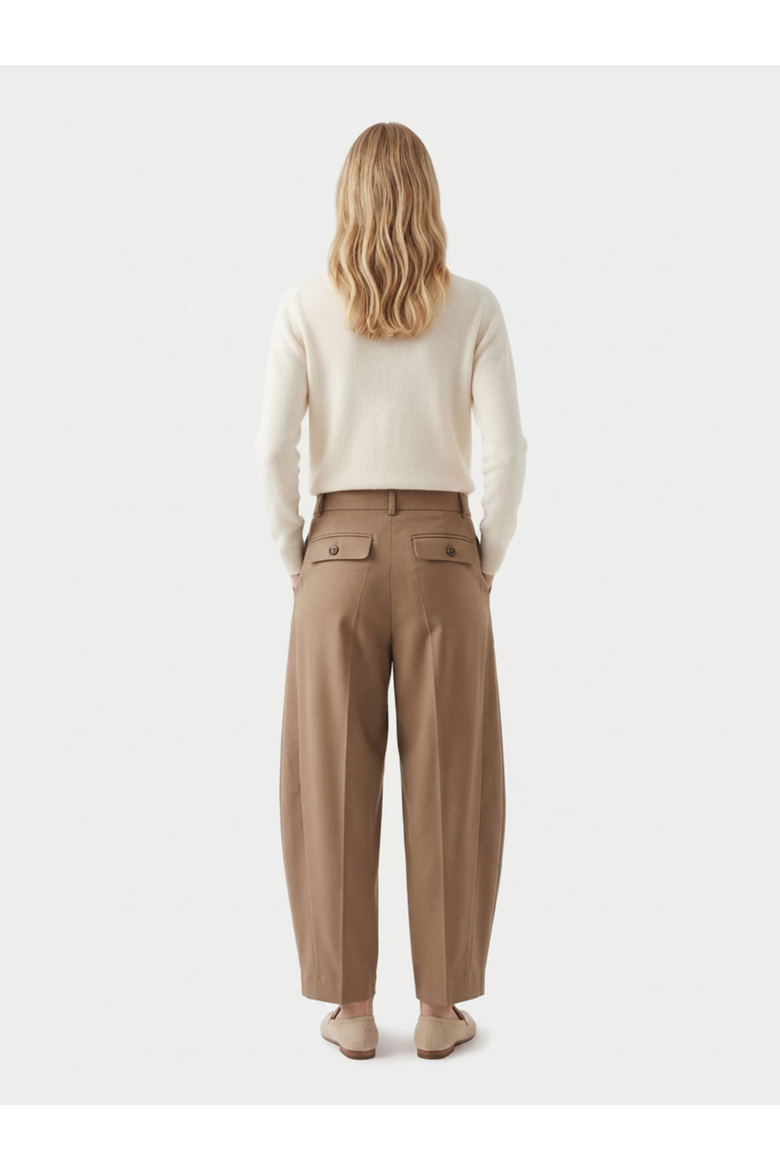 Barrel-Leg Cashmere Pants, Alternate, color, sepia