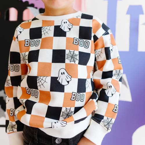 Sweet Wink Boo Checkered Halloween Sweatshirt In Multi