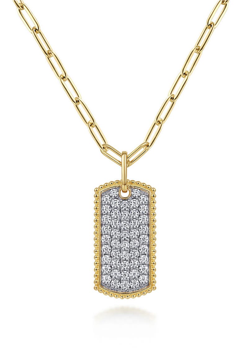 Diamond Dog Tag Pendant Chain Necklace, Main, color, GOLD