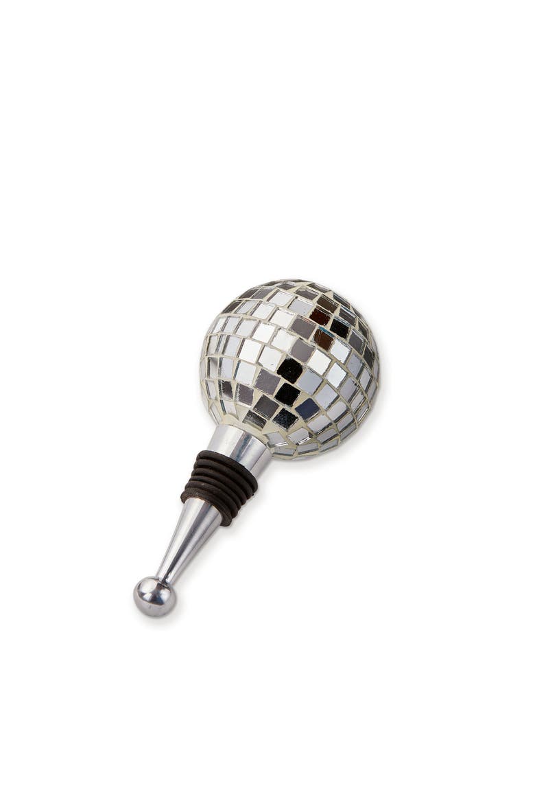 Disco Ball Bottle Stopper Silver Glass Everyday, Main, color, Silver