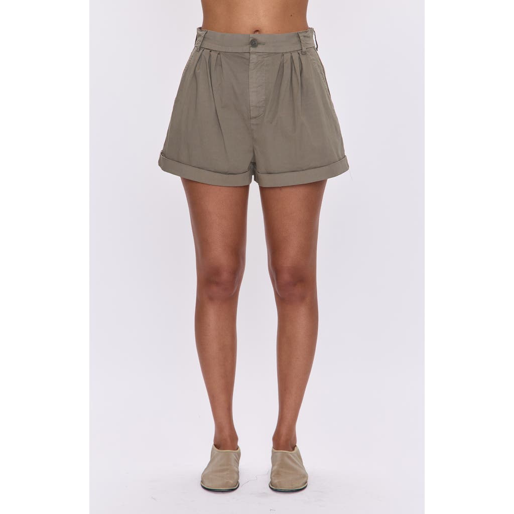 Pistola Felix High Waist Stretch Cotton Shorts In Brown