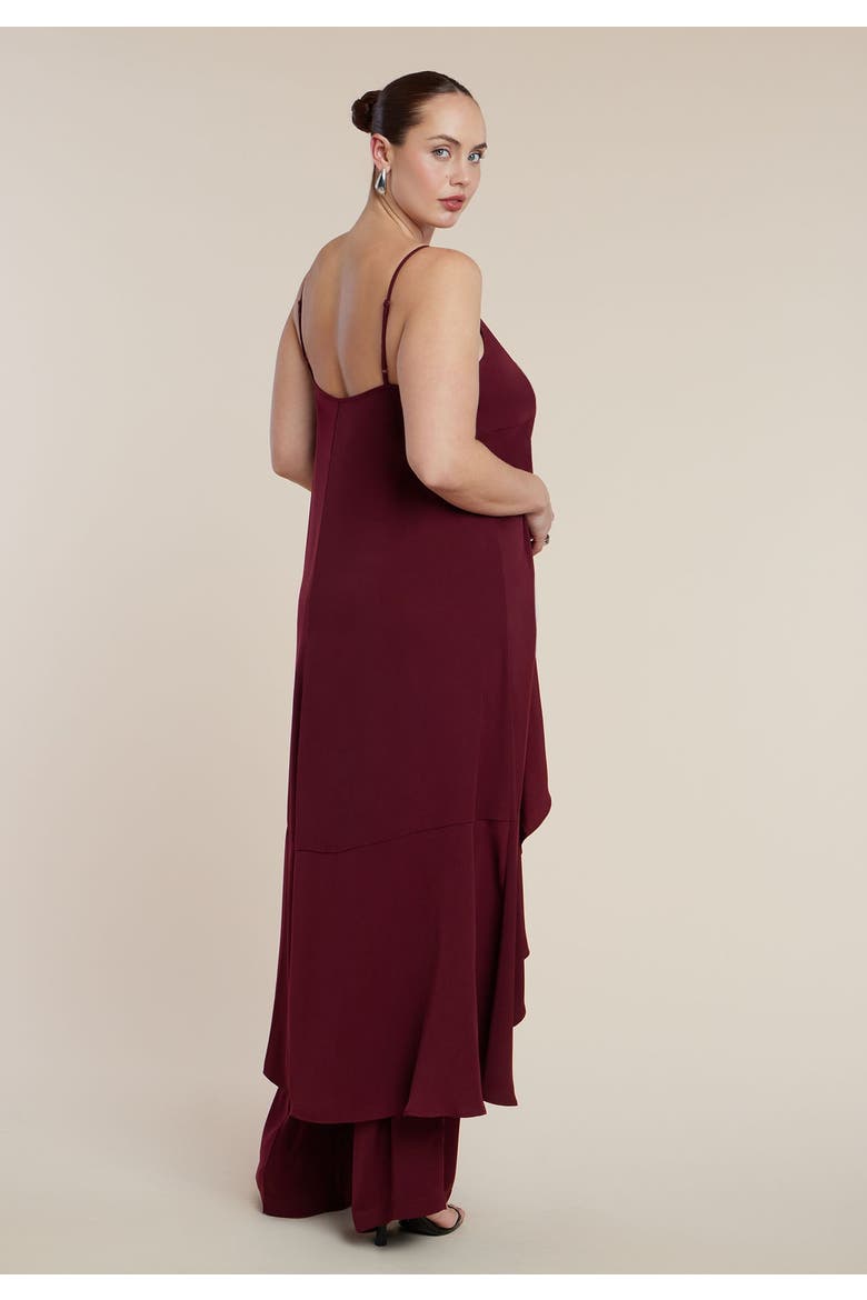 Tie Front Ruffle Duster, Alternate, color, WINE