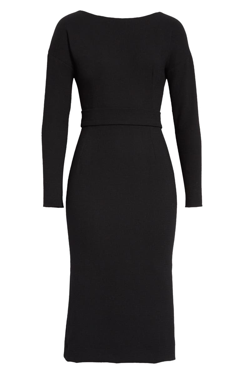 Dolce&Gabbana Bow Back Long Sleeve Wool Blend Crepe Dress, Alternate, color, 