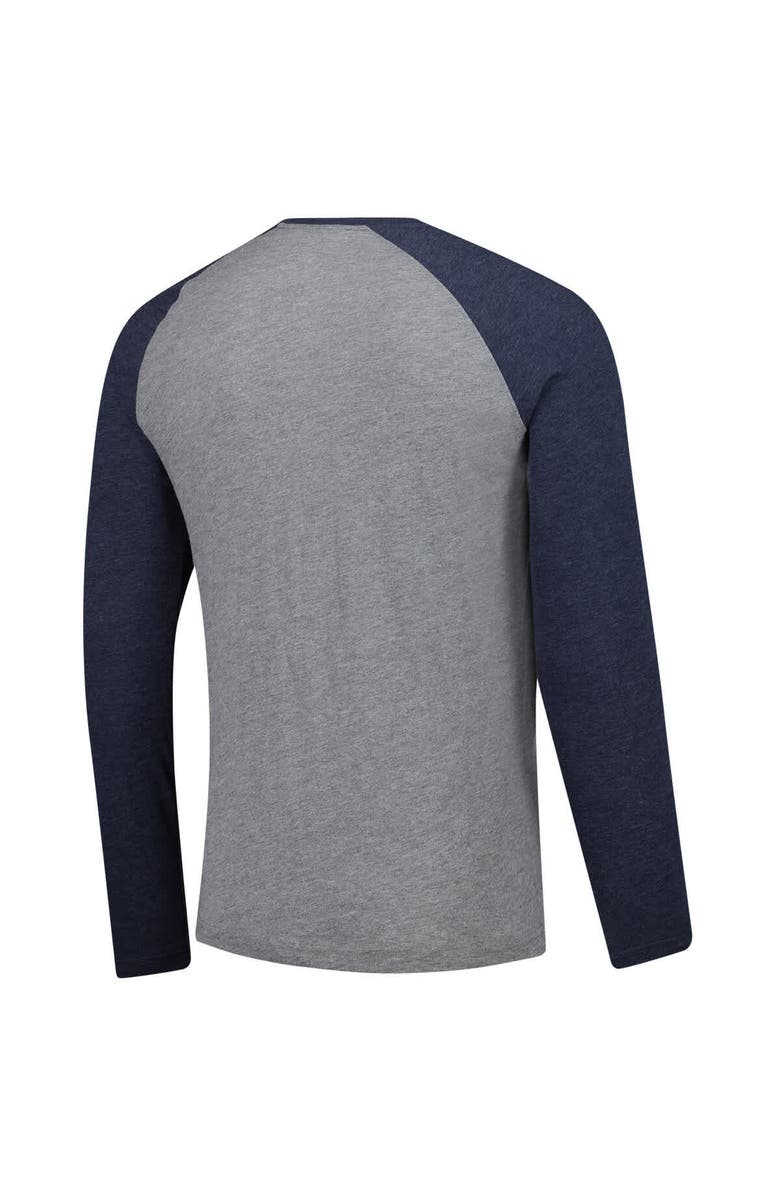 FANATICS Men's Fanatics Heather Gray/Heather Navy New York Yankees Weathered Logo Tri-Blend Raglan Long Sleeve T-Shirt, Alternate, color, Heather Gray