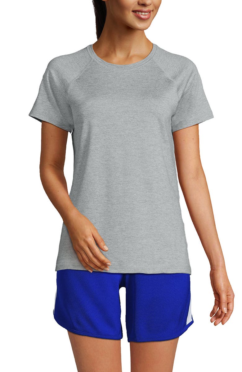 Lands' End School Uniform Short Sleeve Active Tee, Main, color, Gray Heather