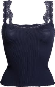 Free People Spring Fever Rib Lace Trim Camisole