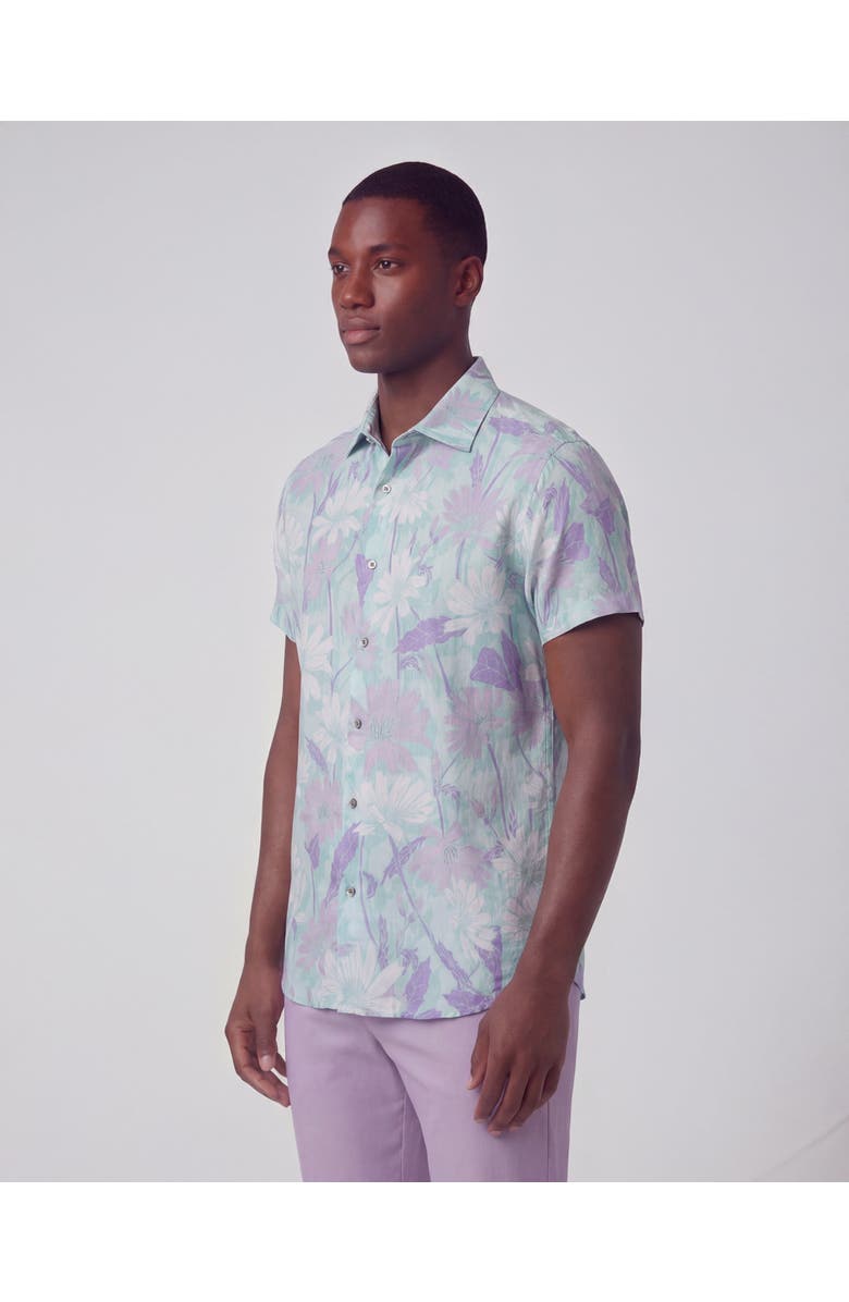 Lords of Harlech Uomo Springtime Short Sleeve Fine Linen Shirt, Alternate, color, Springtime Spearmint