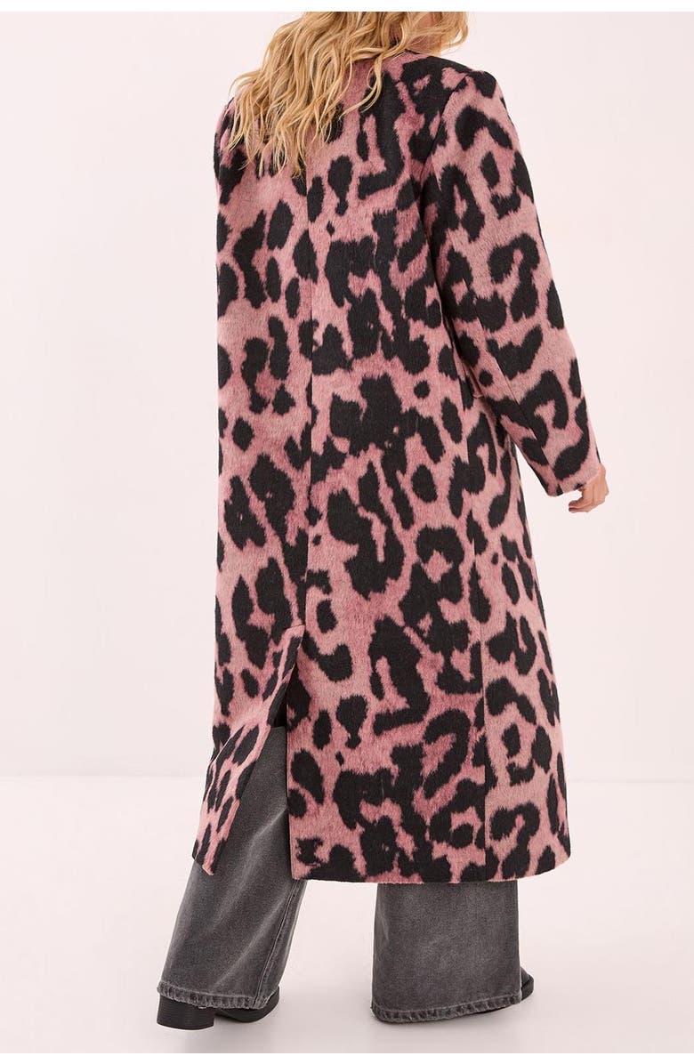 NASTY GAL Leopard Wool Blend Tailored Coat, Alternate, color, Pink