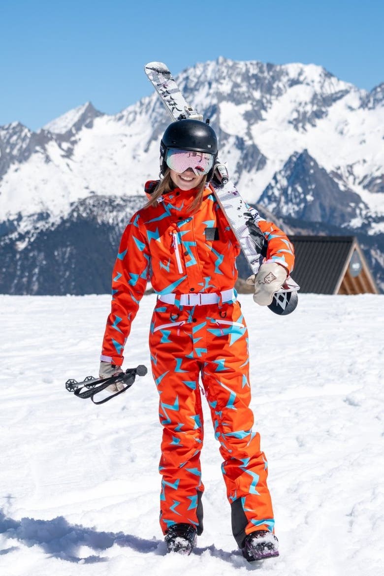 Starman Ski Suit Women's, Alternate, color, Red with blue patterns